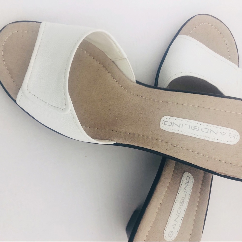 Bandolino White Leather Mules